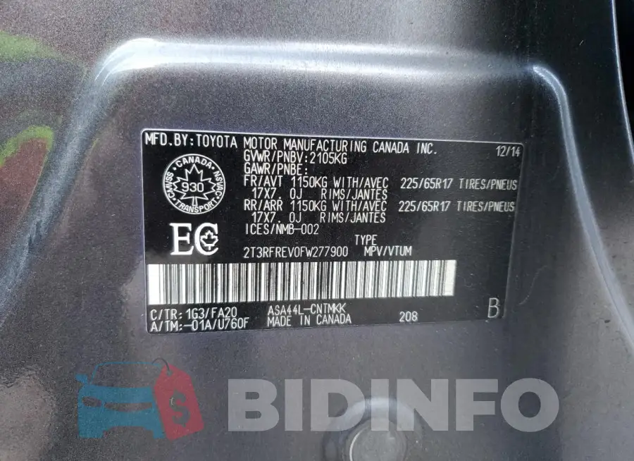2T3RFREV0FW277900 Photo# 13