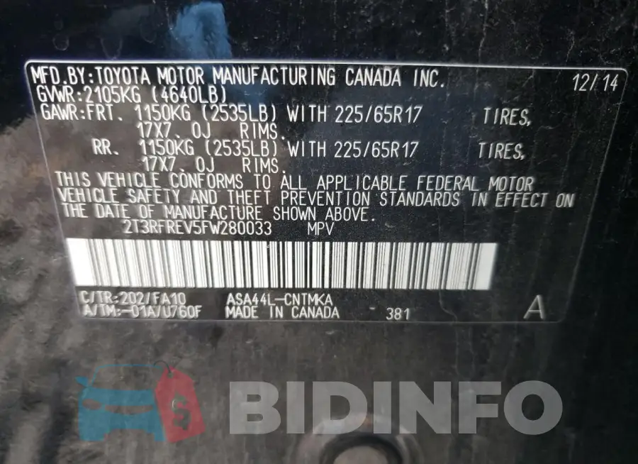 2T3RFREV5FW280033 Photo# 12