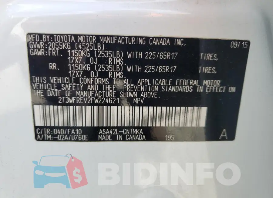 2T3WFREV2FW224621 Photo# 14