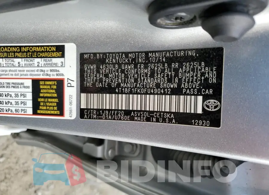 4T1BF1FK0FU490412 Photo# 13