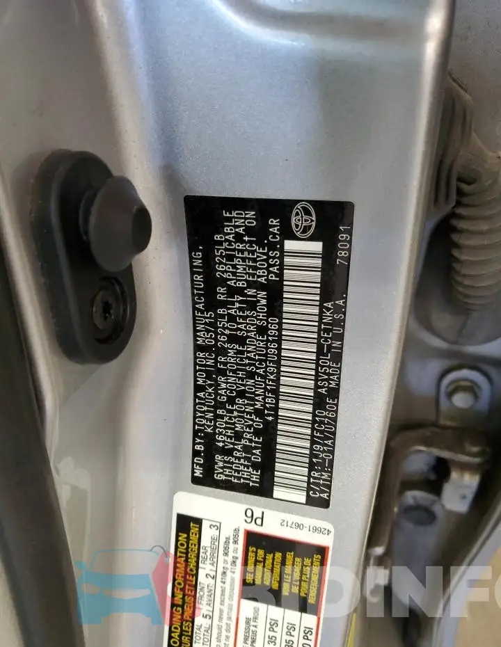 4T1BF1FK9FU961960 Photo# 12