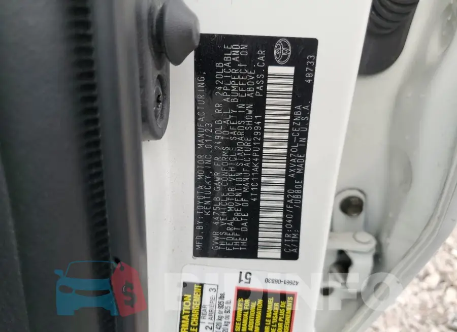 4T1C11AK4PU129941 Photo# 12