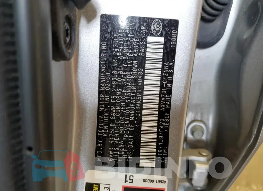 4T1C11AK5PU140432 Photo# 12