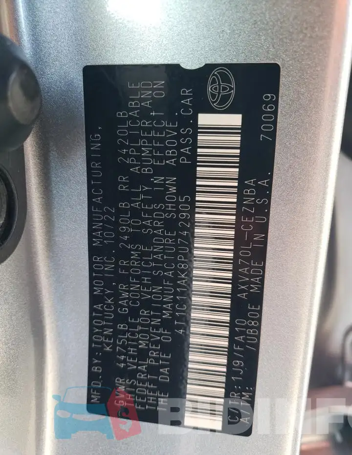 4T1C11AK8PU742905 Photo# 13