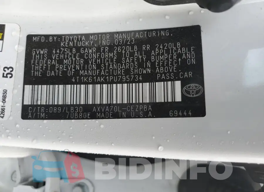 4T1K61AK1PU795734 Photo# 12