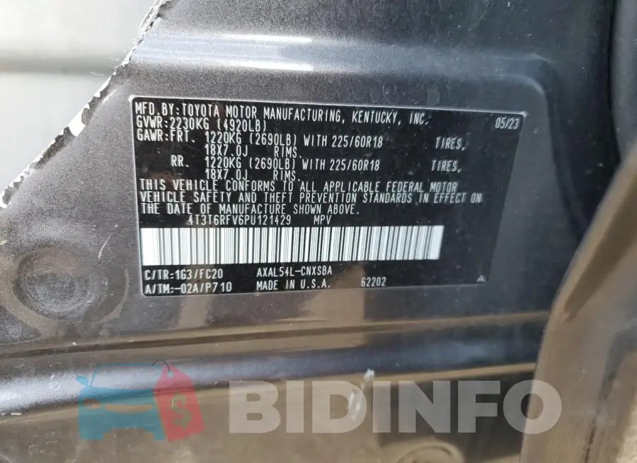 4T3T6RFV6PU121429 Photo# 12
