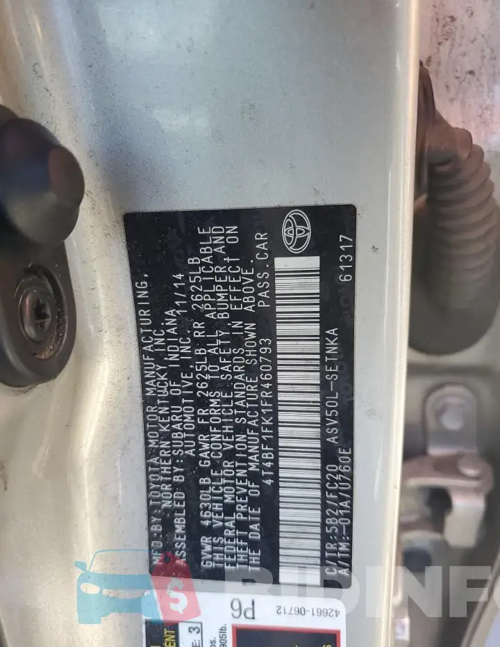 4T4BF1FK1FR460793 Photo# 12