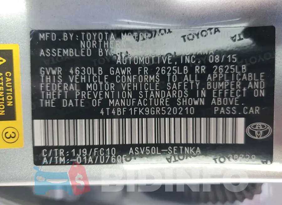 4T4BF1FK9GR520210 Photo# 12