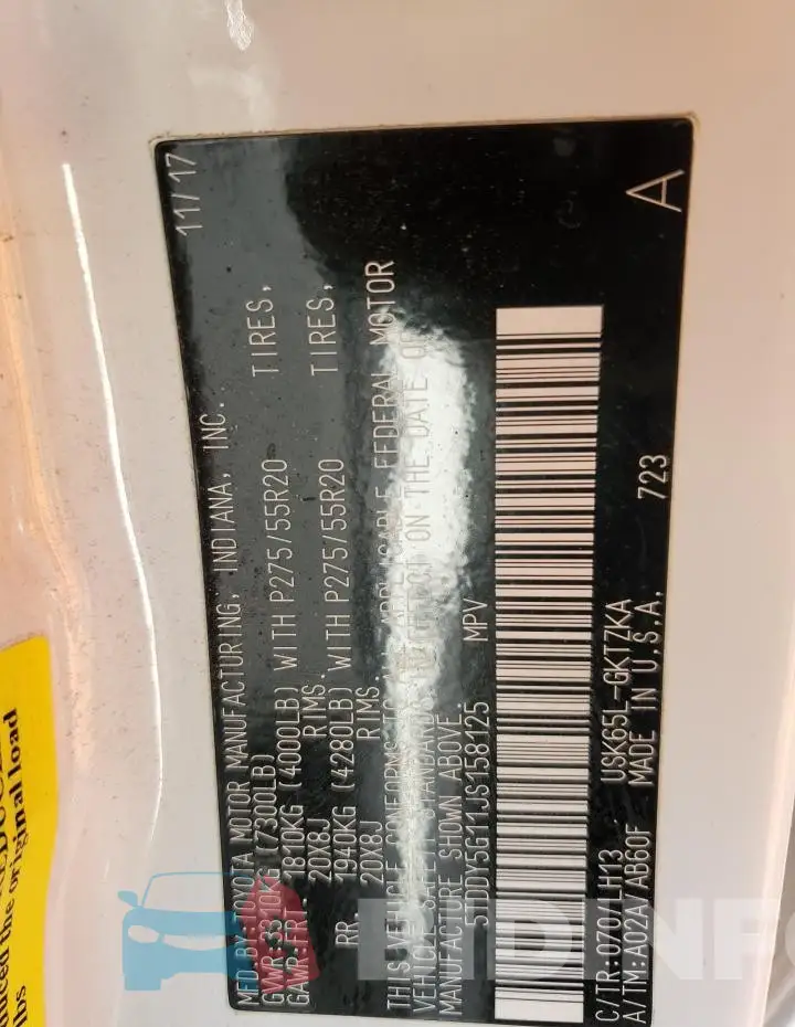 5TDDY5G11JS158125 Photo# 13