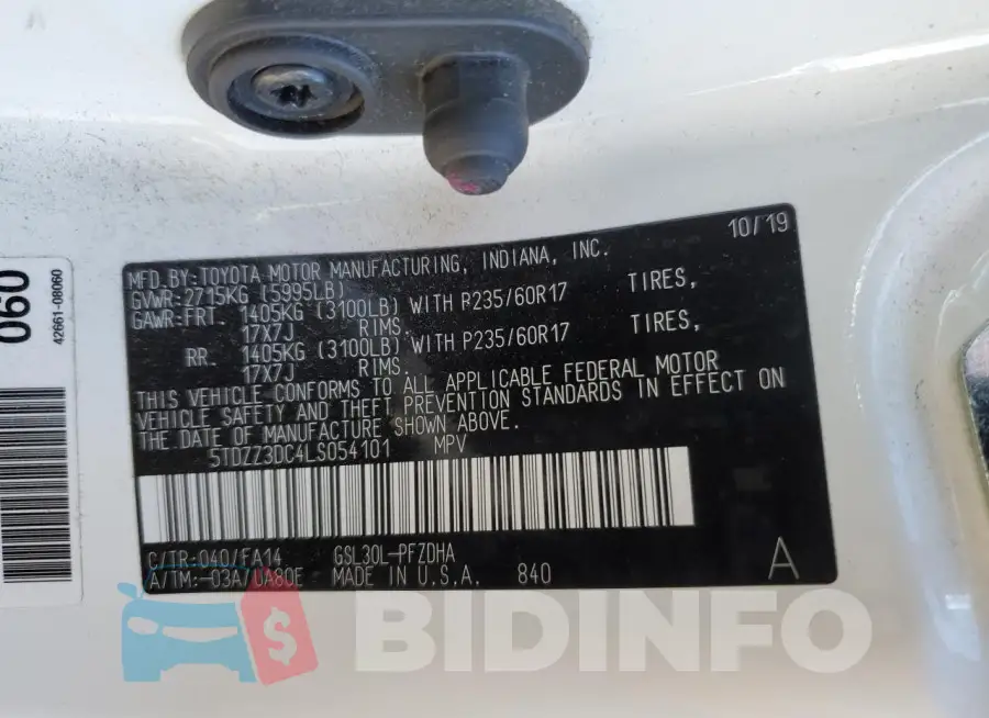 5TDZZ3DC4LS054101 Photo# 13