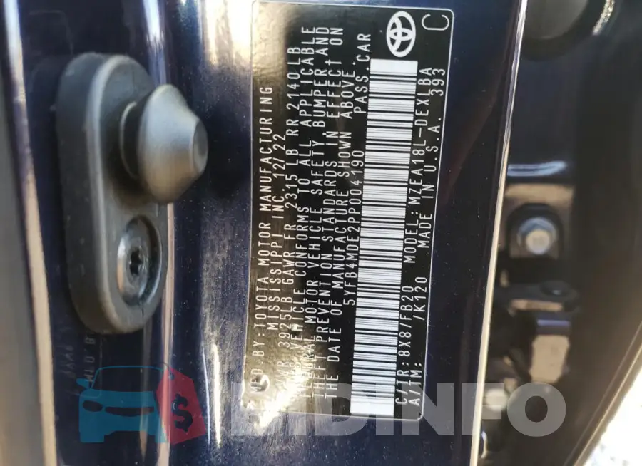 5YFB4MDE2PP004190 Photo# 12