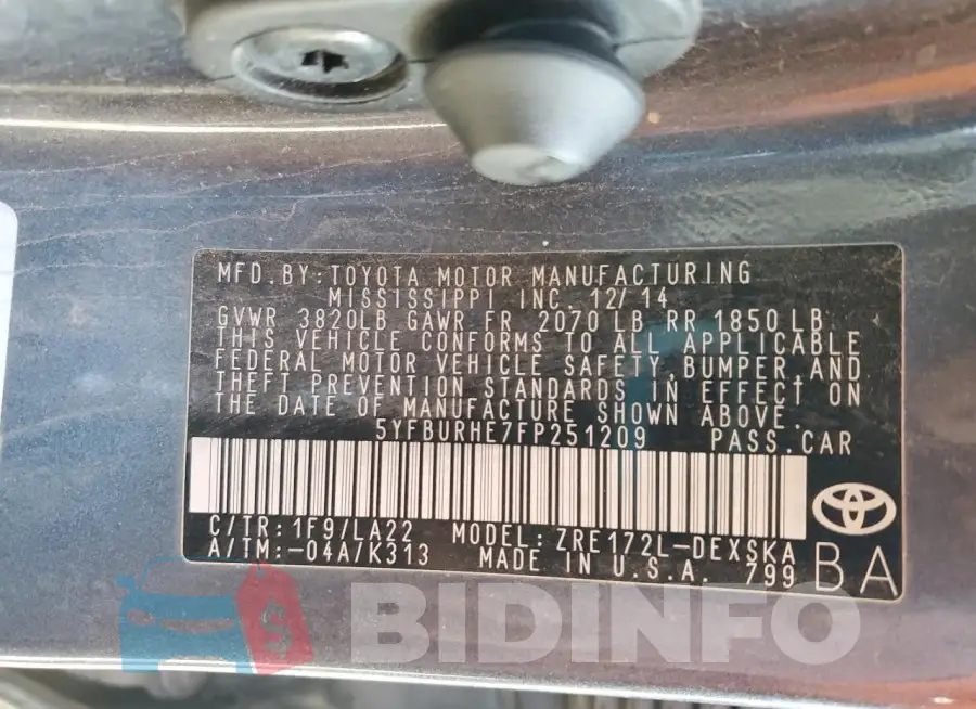 5YFBURHE7FP251209 Photo# 12