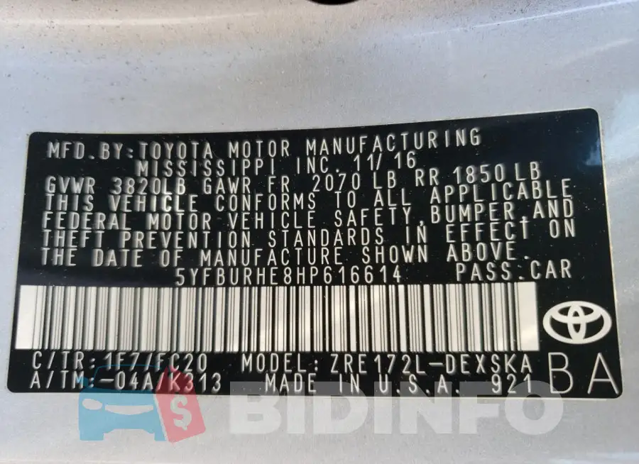 5YFBURHE8HP616614 Photo# 12