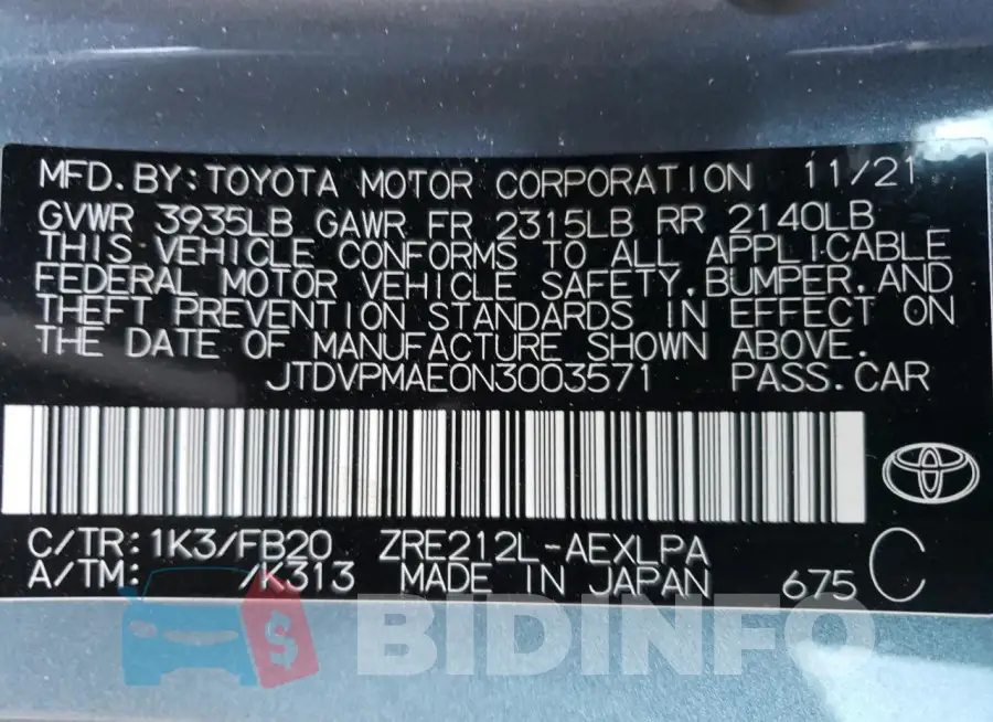 JTDVPMAE0N3003571 Photo# 12
