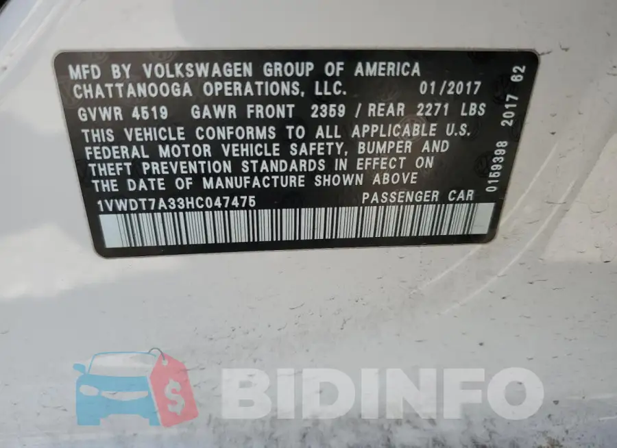 1VWDT7A33HC047475 Photo# 13