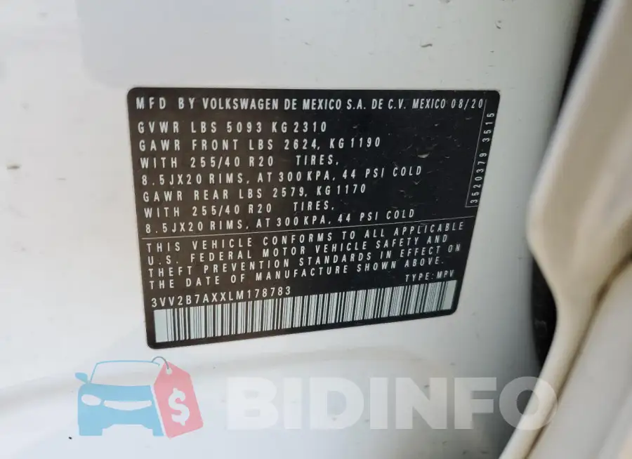 3VV2B7AXXLM178783 Photo# 13