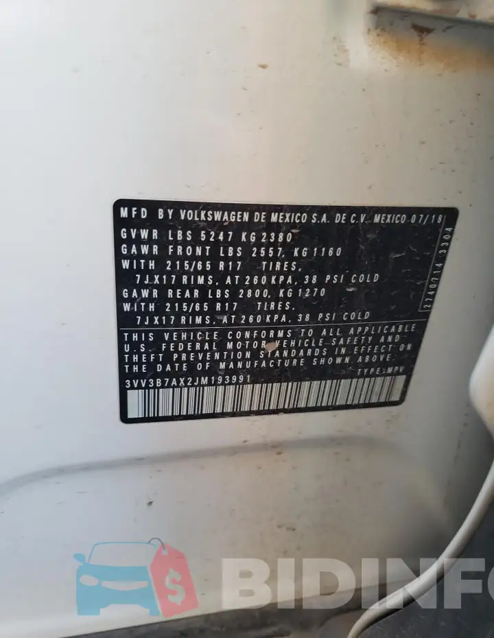 3VV3B7AX2JM193991 Photo# 12