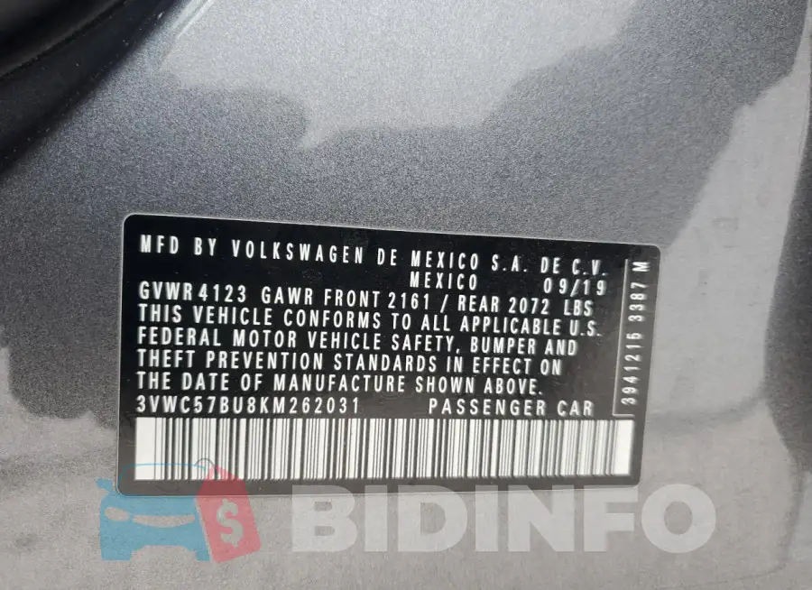 3VWC57BU8KM262031 Photo# 12