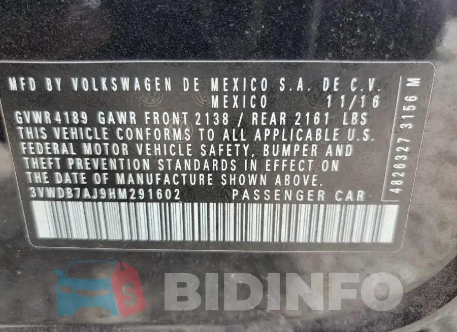 3VWDB7AJ9HM291602 Photo# 12