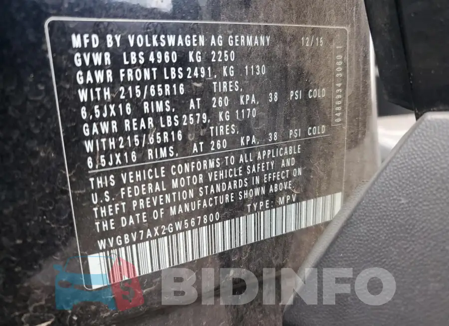 WVGBV7AX2GW567800 Photo# 13