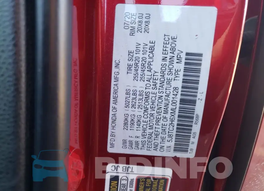5J8TC2H6XML001428 Photo# 12