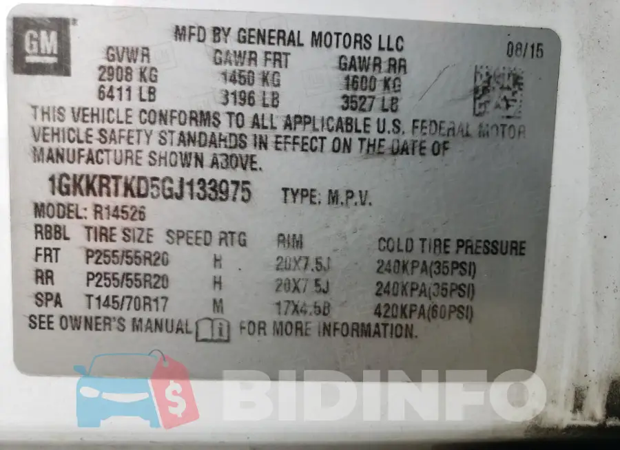 1GKKRTKD5GJ133975 Photo# 13