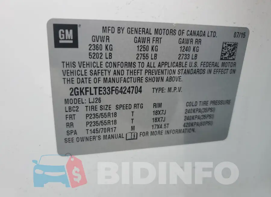 2GKFLTE33F6424704 Photo# 13