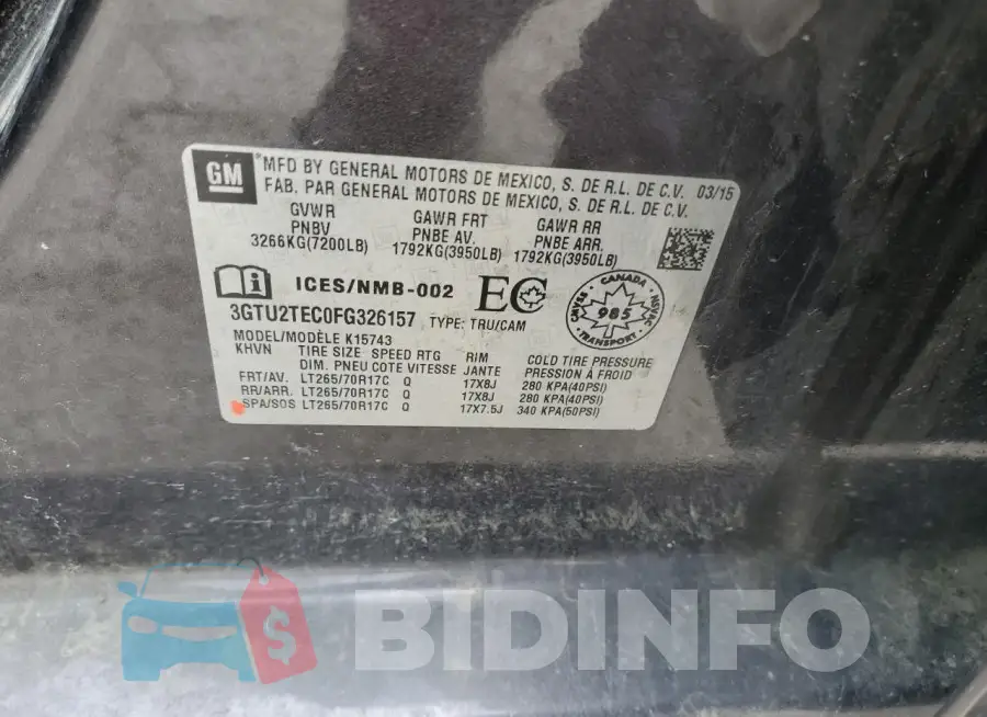 3GTU2TEC0FG326157 Photo# 12