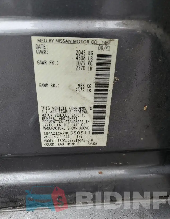 1N4AZ1CV7NC550511 Photo# 12