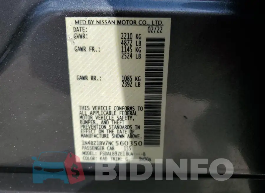 1N4BZ1BV7NC560350 Photo# 12