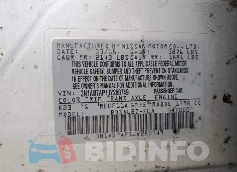 3N1AB7AP1JY280749 Photo# 13