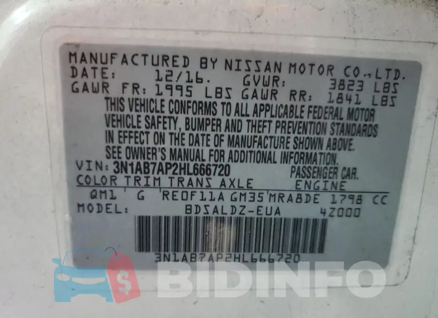 3N1AB7AP2HL666720 Photo# 12