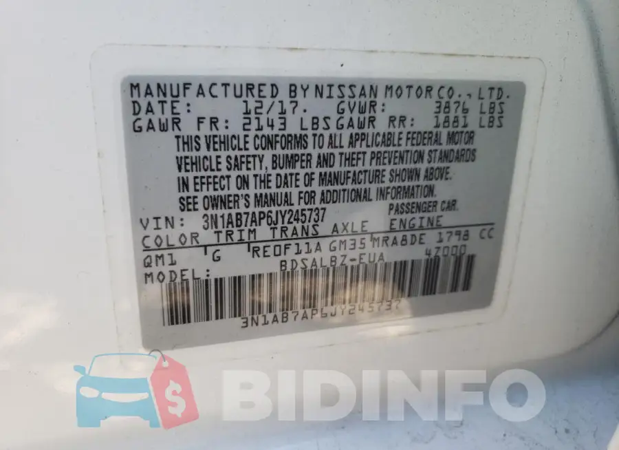 3N1AB7AP6JY245737 Photo# 12