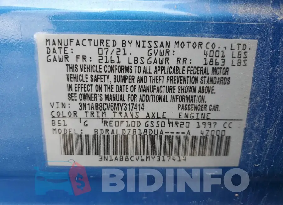 3N1AB8CV6MY317414 Photo# 12