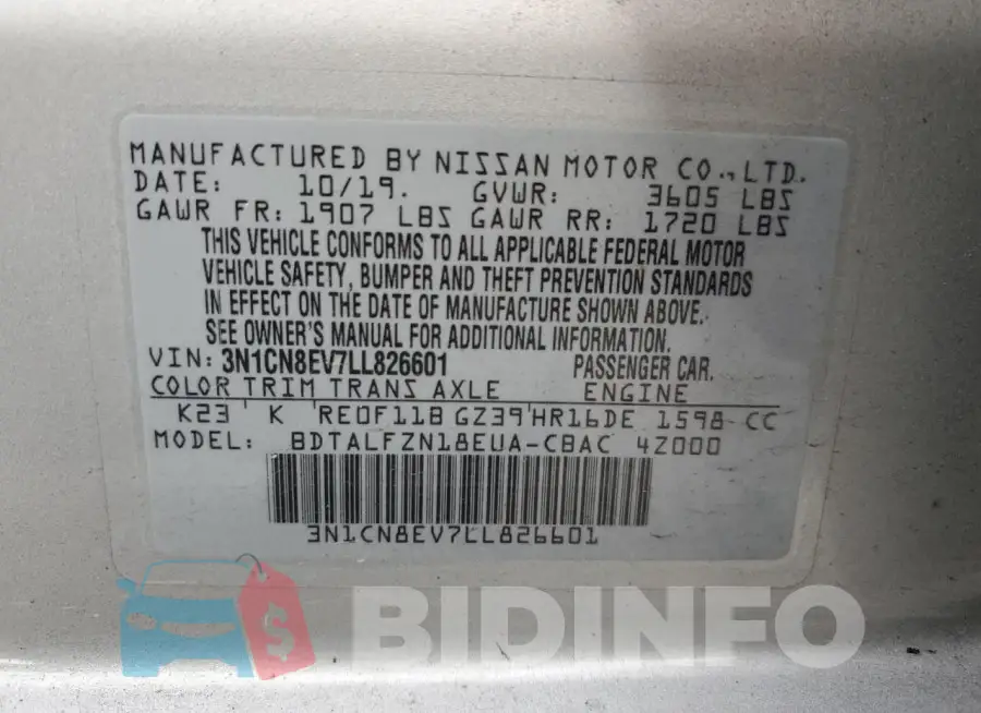 3N1CN8EV7LL826601 Photo# 12