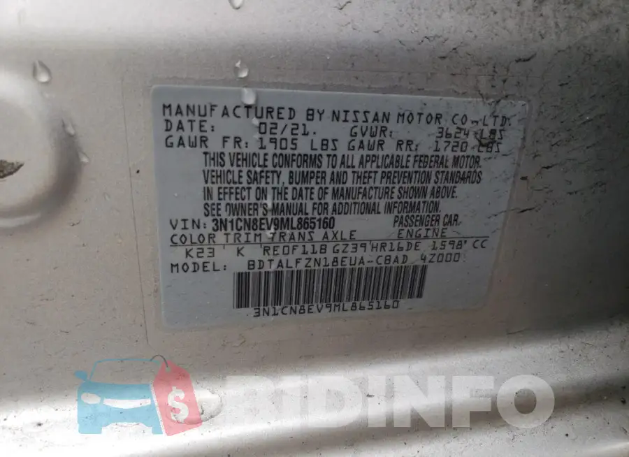 3N1CN8EV9ML865160 Photo# 12