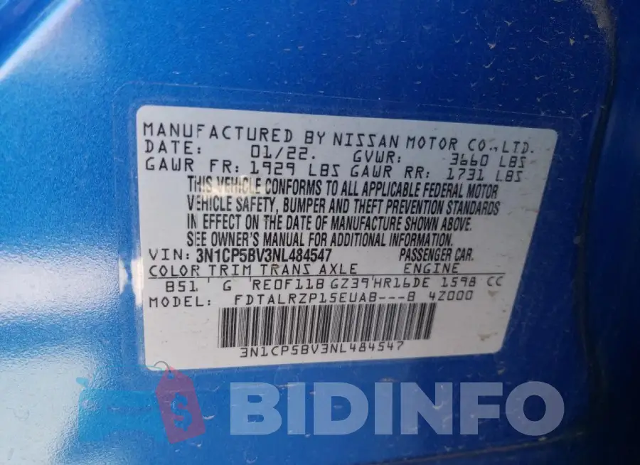 3N1CP5BV3NL484547 Photo# 14