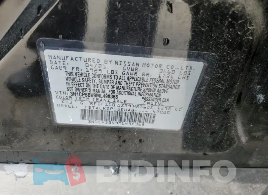 3N1CP5BV9ML498368 Photo# 13