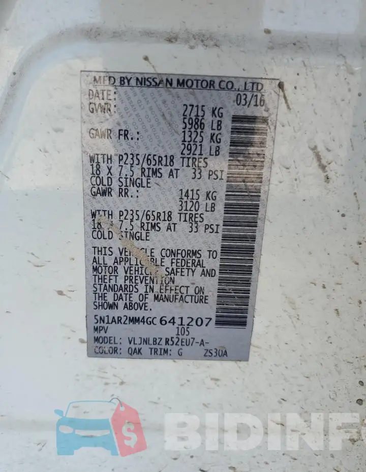 5N1AR2MM4GC641207 Photo# 13