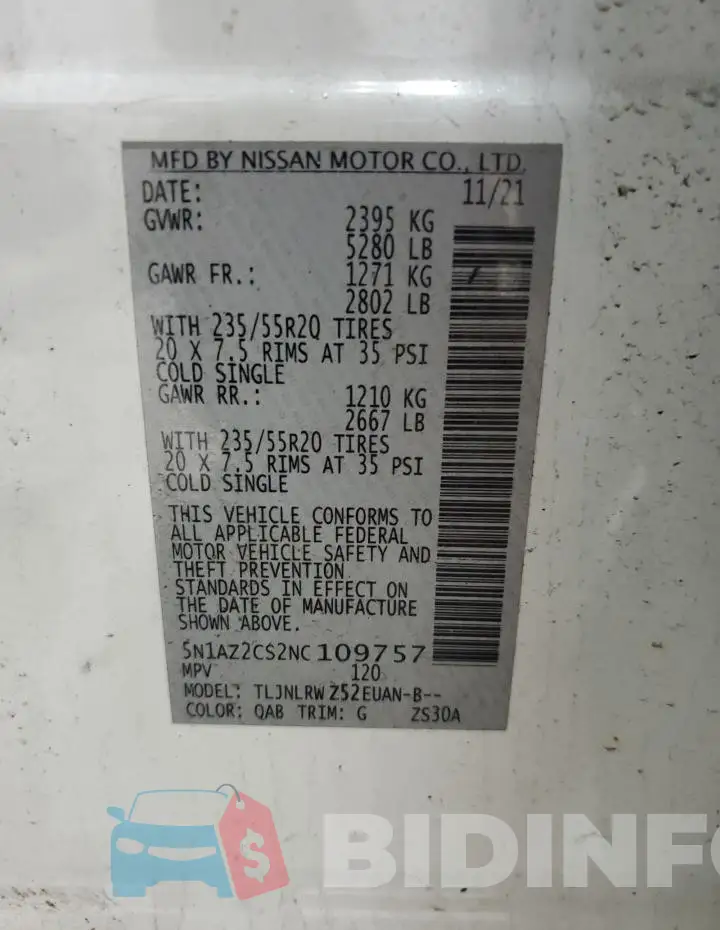 5N1AZ2CS2NC109757 Photo# 13