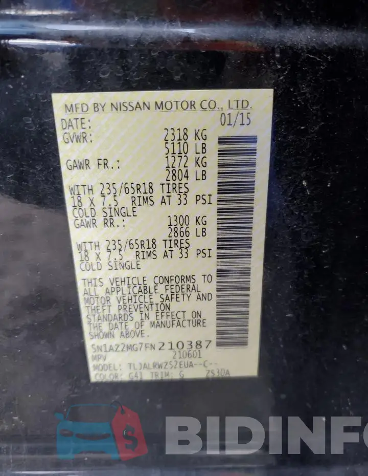 5N1AZ2MG7FN210387 Photo# 13