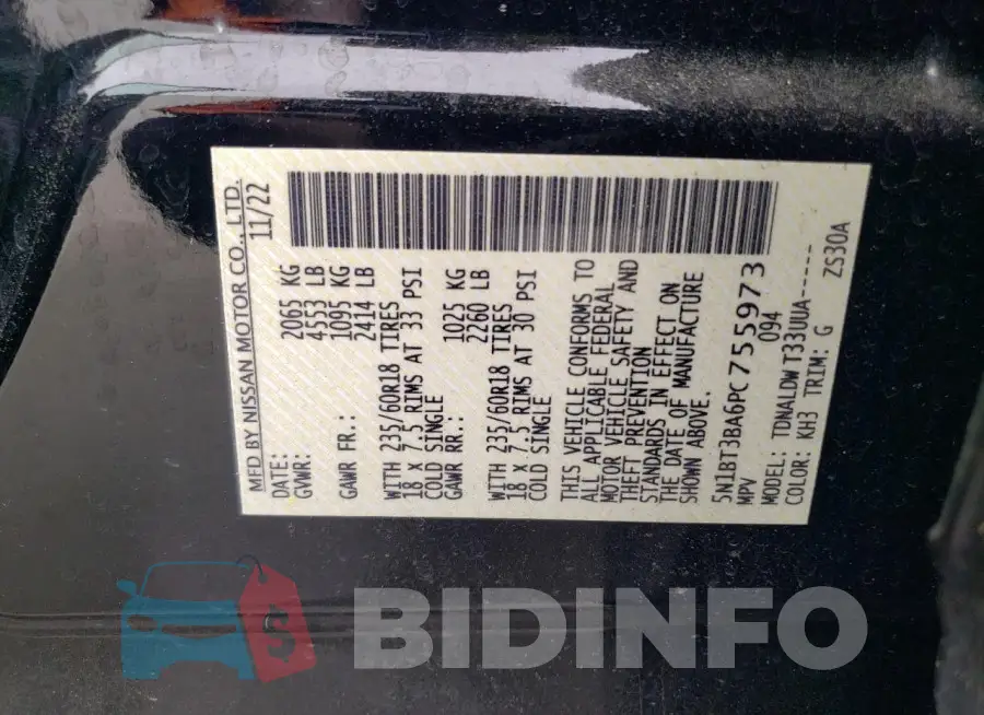 5N1BT3BA6PC755973 Photo# 13