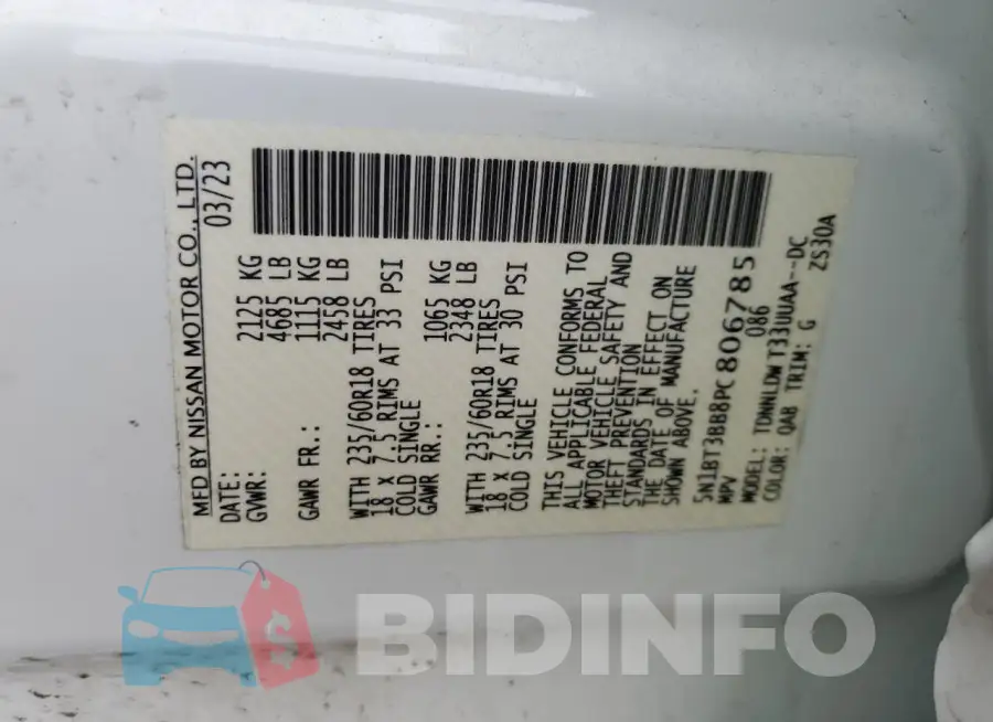 5N1BT3BB8PC806785 Photo# 14