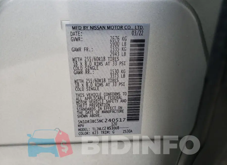 5N1DR3BC5NC240517 Photo# 12