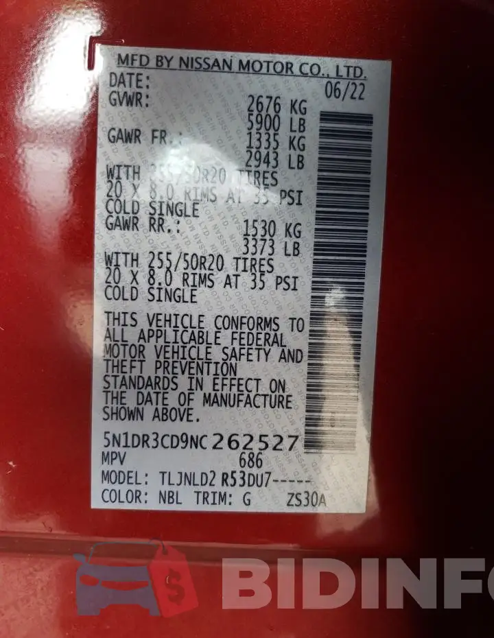 5N1DR3CD9NC262527 Photo# 13
