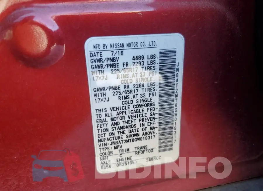 JN8AT2MT8GW018317 Photo# 13