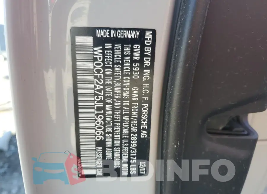 WP0CF2A75JL196066 Photo# 12