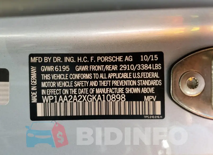 WP1AA2A2XGKA10898 Photo# 13