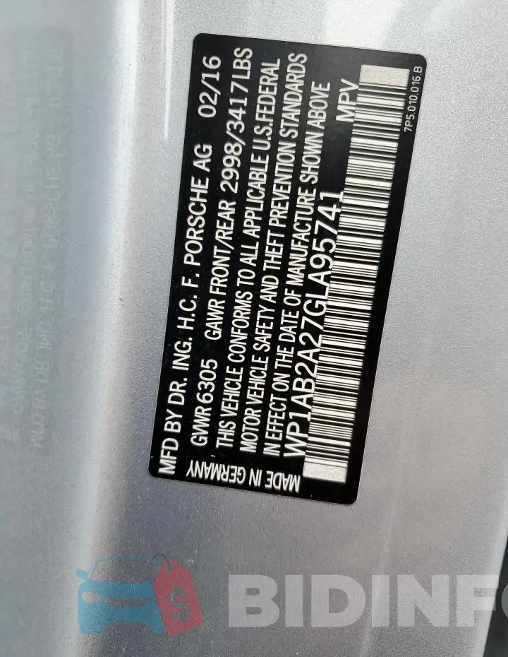 WP1AB2A27GLA95741 Photo# 13