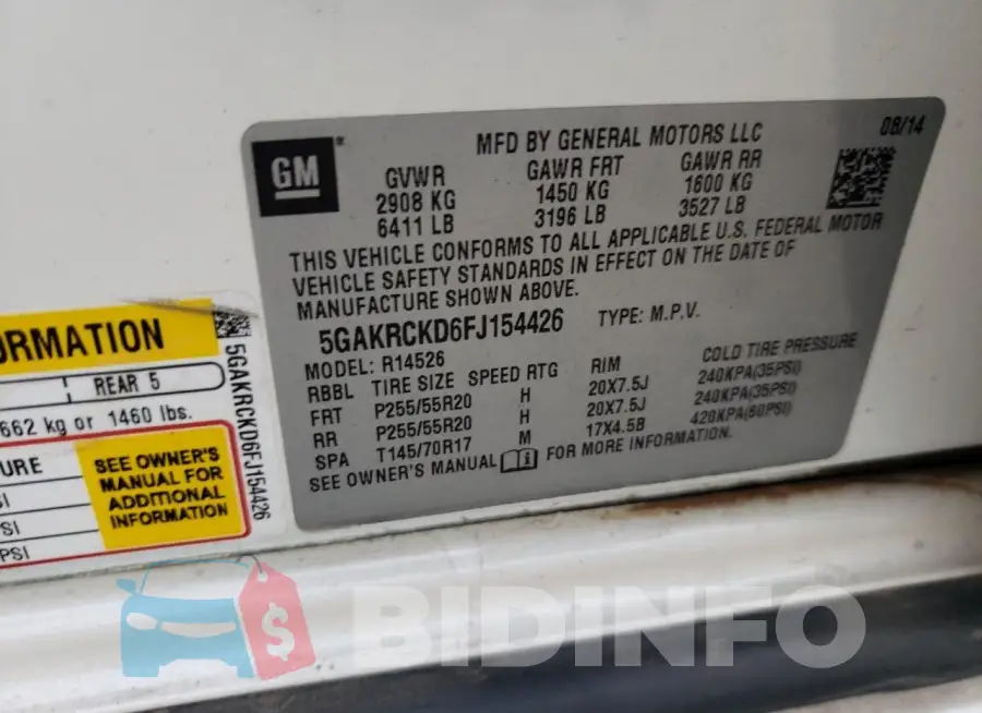 5GAKRCKD6FJ154426 Photo# 12